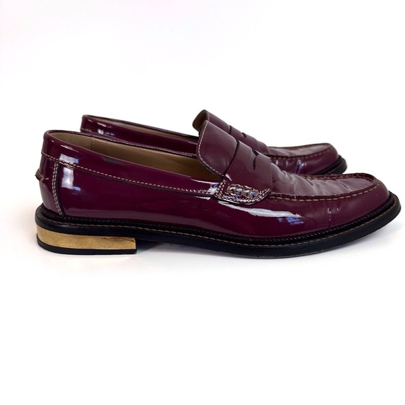 Dolce & Gabbana Burgundy Patent Leather Penny Loafers EU 39 US 8 Glossy Flat - Picture 4 of 16
